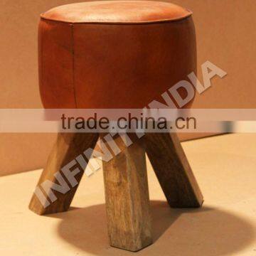 Industrial furniture leather stool/ vintage industrial furniture