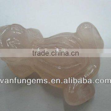 2" natural rose quartz carved frog