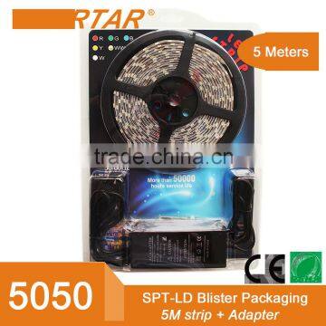 5-Meter Waterproof Flexible Color Changing RGB SMD5050 300 LEDs Light Strip Kit