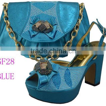 Supplier in Guangzhou shopper bag matching shoe and bag set of GF28 blue