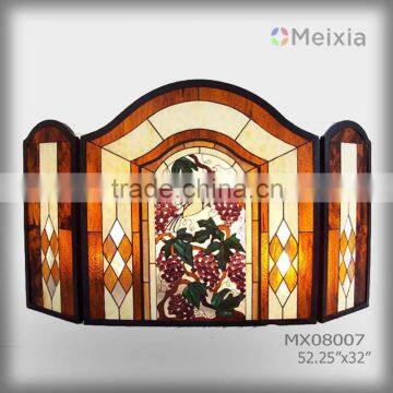 MX080007 tiffany style stainted glass fireplace screen