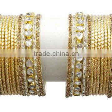 Party Wear Bollywood Bridal Designer Gold Plated Ethnic Bangles Set For Girls & Women photo-2