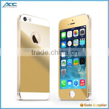 Popular Front+Back Metallic plating color tempered glass screen protector for iPhone 5 5s