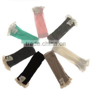 children girls knitted leg warmers with ruffle