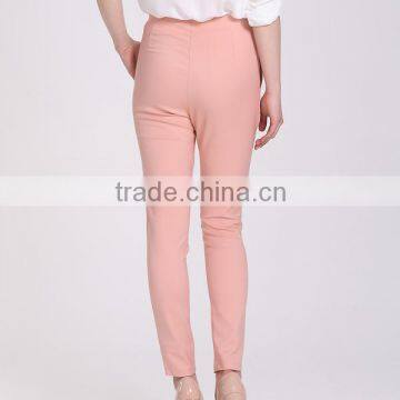 Women Lady Pink With Zip Casual Long Pants Trousers photo-4