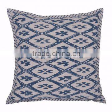 Ikat Fabric Indian Cushion Cover 16x16 Block Print Decorative Throw Pillowcase