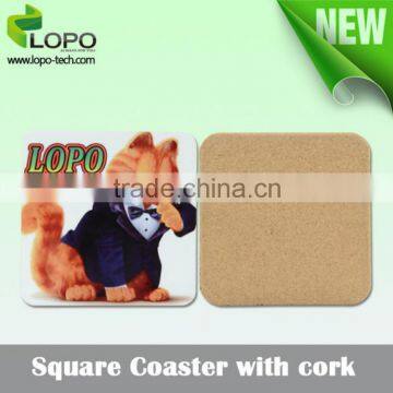 Sublimation printable MDF personalized Coaster With cork for round rectangle heart shape