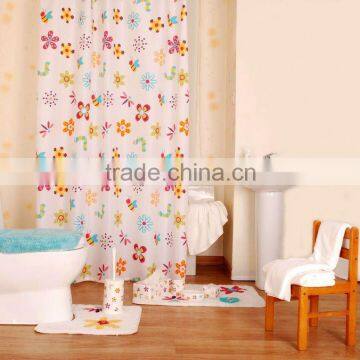 Polyester Shower Curtain and 10PCS matching collection bathrom Bath set