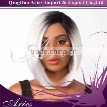 natural looking Lace Front Long High Quality Synthetic grey full cap wigs,ombre color wigs