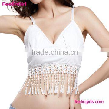 Fashion White Dance Fringe Girls Dance Crop Tops photo-6