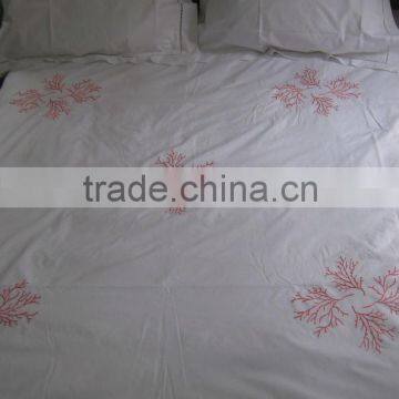 100% cotton embroidery coral pattern bed set