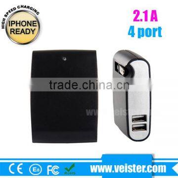 5V 2.1A Mini 4 Usb ac Wall Charger for Samsung