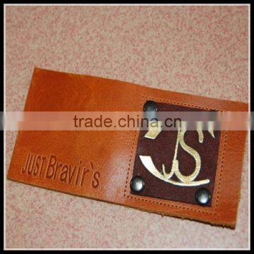 Wholesale embossing logo on leather patch for jeans and bag