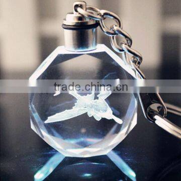 Hot sale led 3D laser engraving crystal keychain