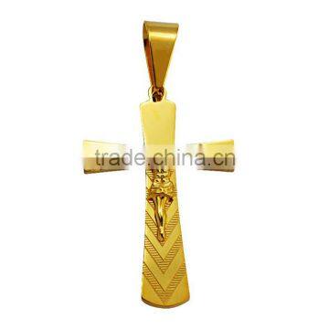 China Wholesale JCN0330 Stainless Steel Gold Jesus Cross Necklace Pendant photo-5