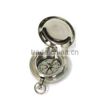 CHROME PLATED POCKET COMPASS w/COVER - Hiking Scout