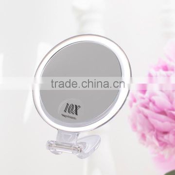 Clear acrylic folding makeup mirror, magnifying traveling cosmetic mirror, 20x portable vanity mirror