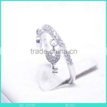 Silver 925 Heart and Key Dangle Charm Ring Hot Sell Cheap Price Silver Ring Jewelry photo-5