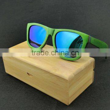 Top quality green frame polarized wood glasses skateboard wooden eyeglasses