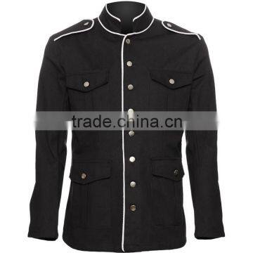 Men's officer jacket black white piping