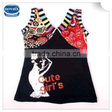 (N2560) black 3-8Y wholesale baby vests manufacturers high quality sexy girls vest