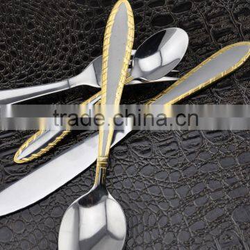 eco-friendly gold plated/sand blasting /pure stainless steel hanging cutlery