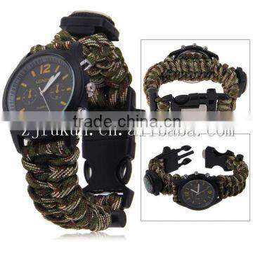 Handmade Paracord Polyester Watch Fashion Paracord Watch With Compassm Flint Whistle photo-5