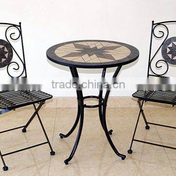 3 Piece Outdoor Garden Patio Mosaic Table and Chairs Bistro Set