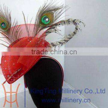 Fashion Red Wedding Fascinators Feather Fascinators For Ladies Wholesale