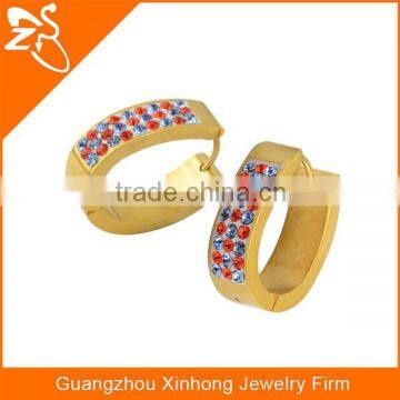 Simple Gold Earring Designs for Women, Stainless Steel Earring, Crystal Hoop Earrings