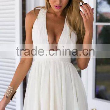 wholesale clothing crisscross back zipped sexy chiffon dress