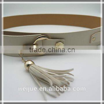 Fashionable style leather wide belt with tassels for women