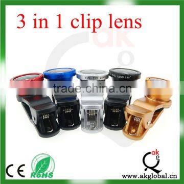 180 Degree Fish-Eye Lens+Wide Angle Lens+Micro Lens 3-in-1 Camera Lens Kits for IPhone 5 photo-2