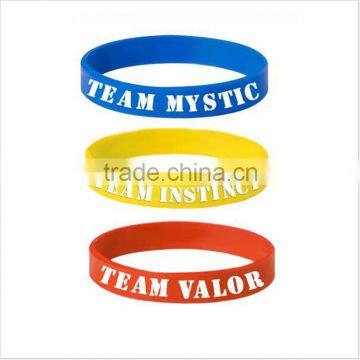 Hot sell bulk cheap silicone wristband Pokemon go team silicone bracelets rubber bracelet silicone wristband