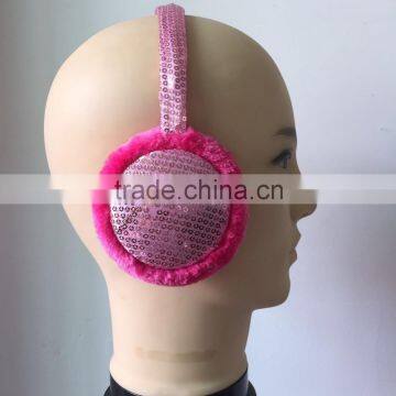 2016 ear muffs for girls Telescopic adjusting the size of girls rose red sequined bow Plush warm winter earmuffs