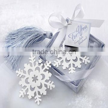 Snowflake Bookmark with Silver Finish and Elegant Ice Blue Tassel