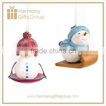 Snow Tubing Snowman Xmas Ornament