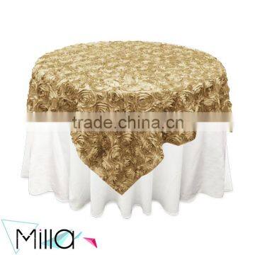 Rosette Satin Tablecloth Rose Wedding Cake Table Overlay