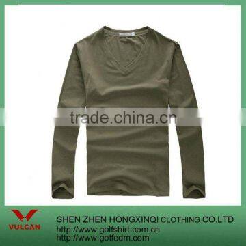 Cotton Green Coffee Long-Sleeves Men Casual T-Shirt