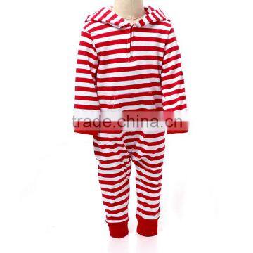 2016 latest newborn design for Christmas boutique cotton soft red stripe long sleeve rompers for Christmas