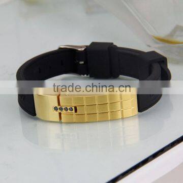 Factory Price Wholesale Black Silicone 316L Stainless Steel Bracelet Bio Elements Quantum Positive Energy Bracelet                        
                                                Quality Choice