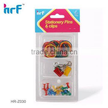 Stationery Clip Set with Rubber Bands