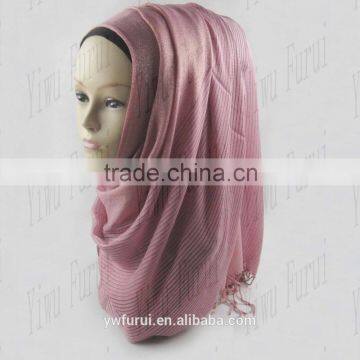 Wholesale glitter lurex tassel scarf dubai viscose hijab scarf fashion 2016