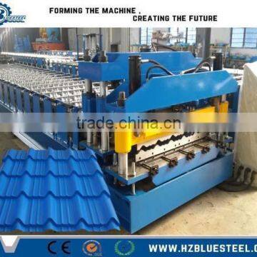 Corrugated Iron Roofing Sheet Roll Forming Machine / Glazed Steel Roof Tile Making Machinery