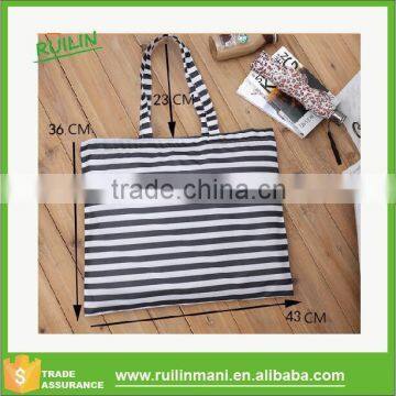 2015 navy Stripe handbags Canvas Navy Striped Handbag shopping bag for beach shoulder bag