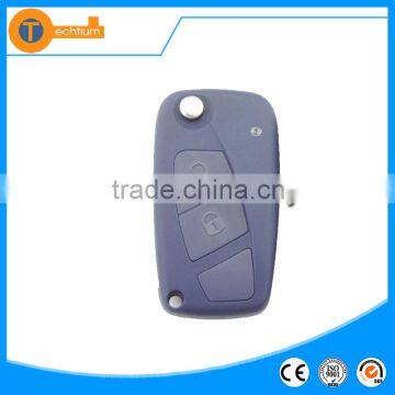 high quality blue 2 button flip remote key shell with logo uncut blade battery place for fiat doblo ducato panda brava