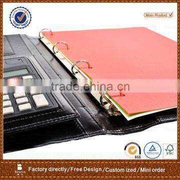 4 Ring Binder A4 PU File Folder With Calculator Black / Hand Made Ring Binder File Folder With Snap Closure photo-4