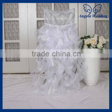 CH007N Cheap hot 2015 wholesale fancy popular frilly curly willow white ruffled chair covers for wedding