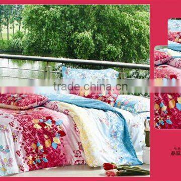 100% Polyester 4pcs flower printed bedsheet set