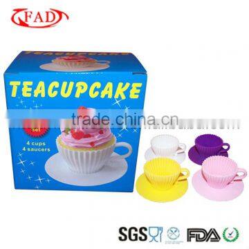 2013 Factory Wholesale price Cheap Silicone Microwave Cake Mould Matching Color Box Decoration ,Set of 4